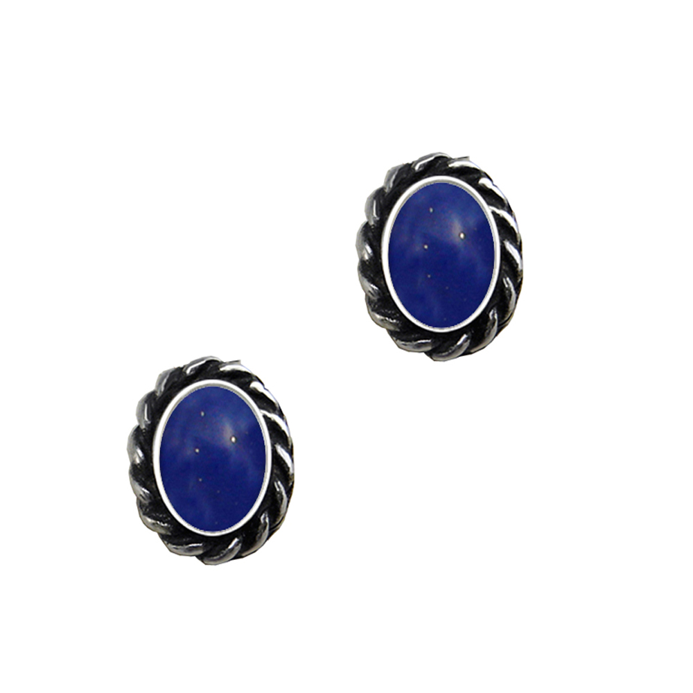 Sterling Silver Lapis Lazuli Post Stud Earrings